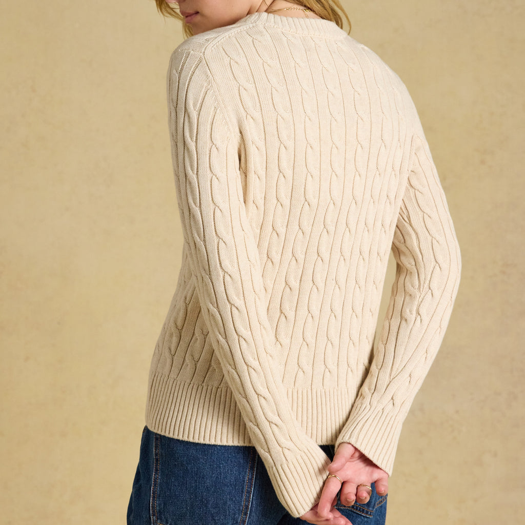 Joules Ladies Classic Cable Jumper - Oatmeal