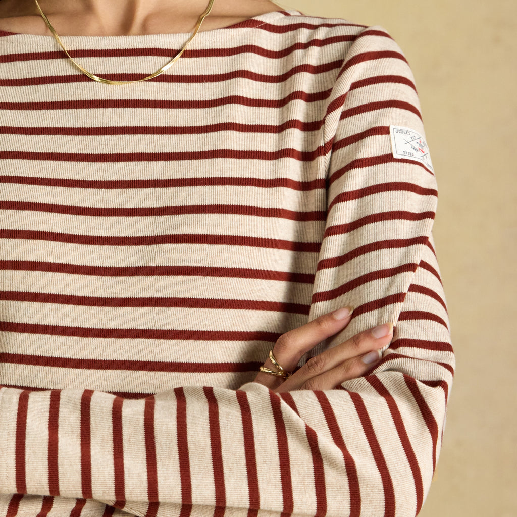 Joules Ladies Harbour Top - Oat/Russet