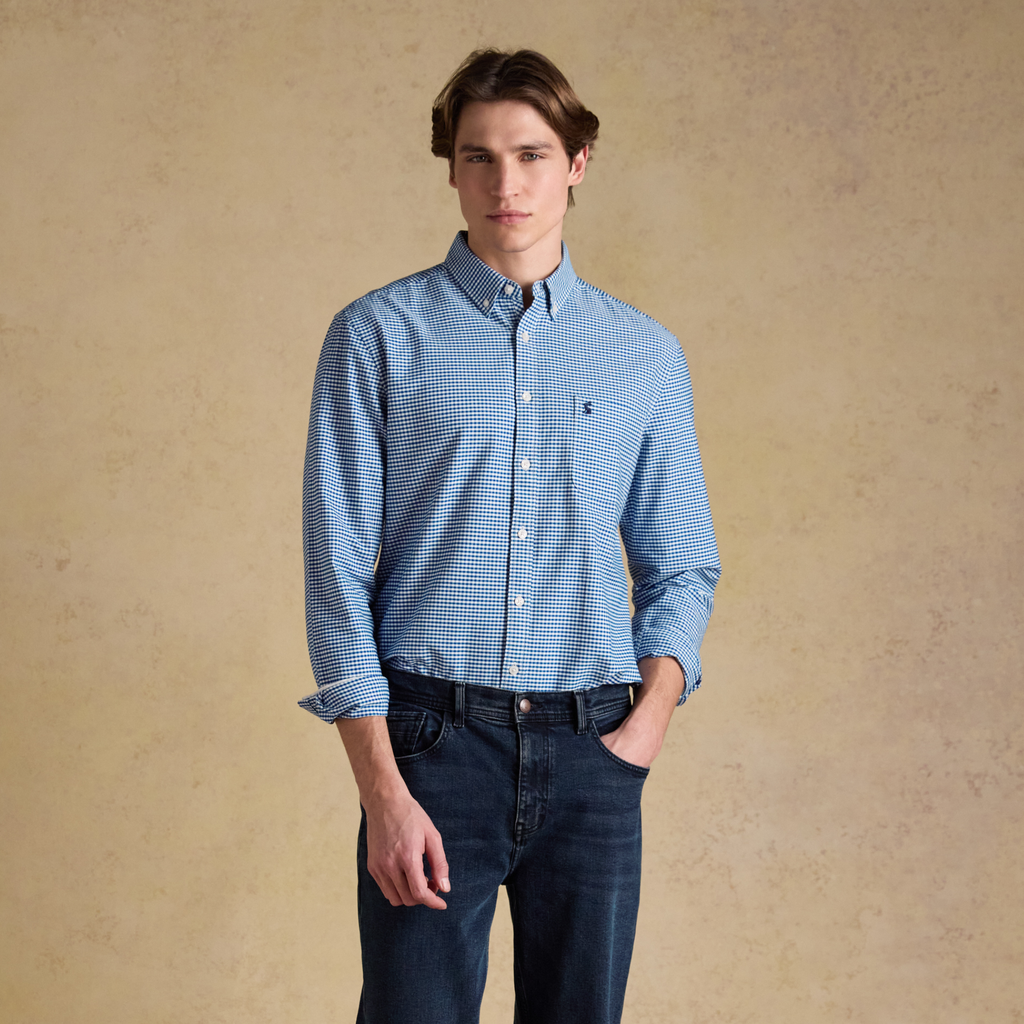 Joules Mens Classic Fit Oxford Gingham Shirt - Navy Check