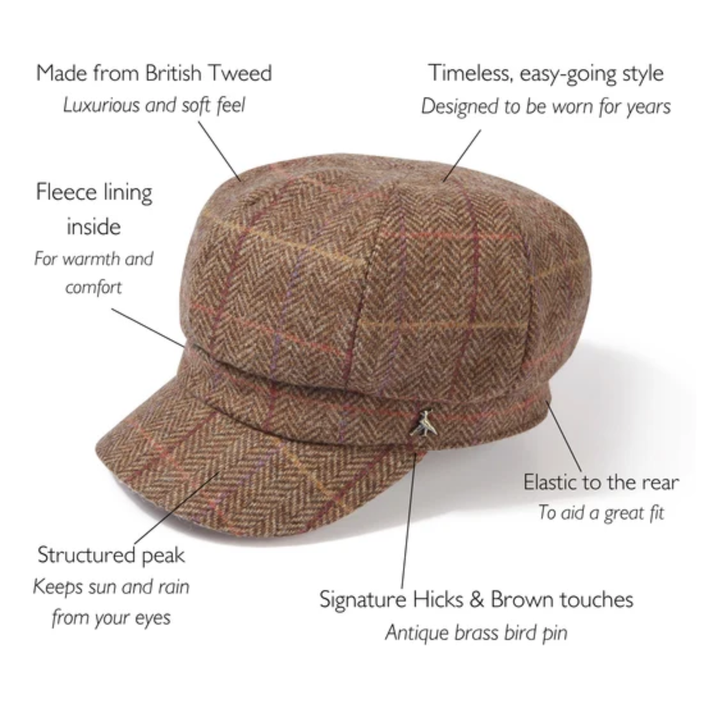 Hicks and Brown The Higham Tweed Baker Boy - Chestnut