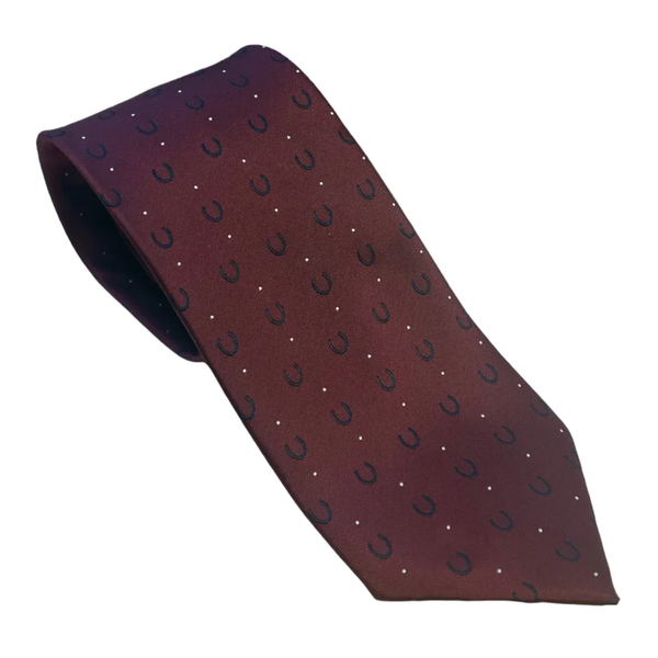 Equetech Horseshoes Show Tie - Maroon/White