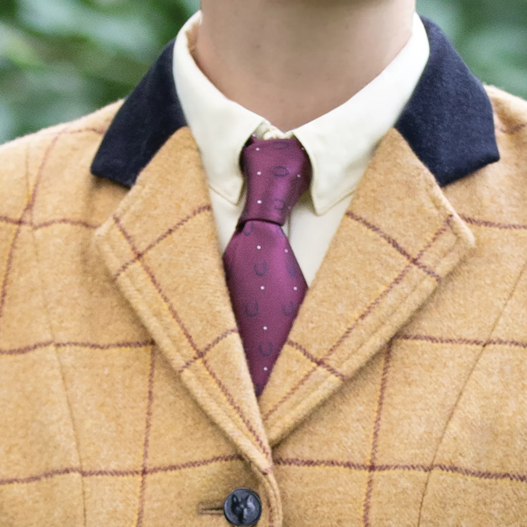 Equetech Horseshoes Show Tie - Maroon/White