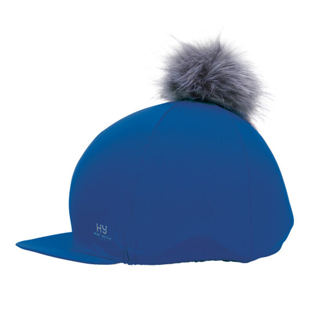 Hy Equestrian Sport Active Hat Silk with Interchangeable Pom Pom - Jewel Blue