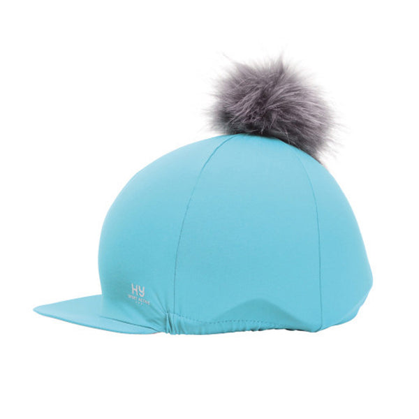 Hy Equestrian Sport Active Hat Silk with Interchangeable Pom Pom - Sky Blue