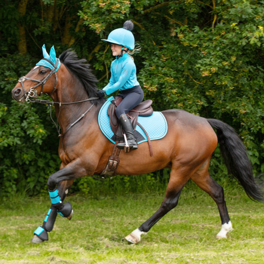 Hy Equestrian Sport Active Hat Silk with Interchangeable Pom Pom - Sky Blue