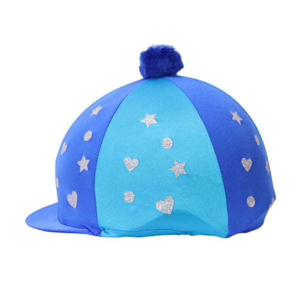 Hy Equestrian Glitter Magic Hat Cover - Royal Blue/Turquoise