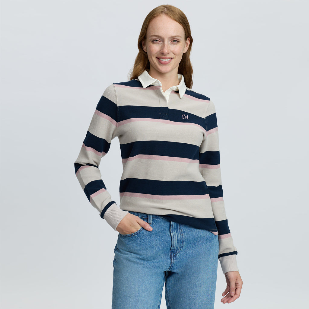 LeMieux Ladies Sloane Stripe Rugby Shirt - Stone