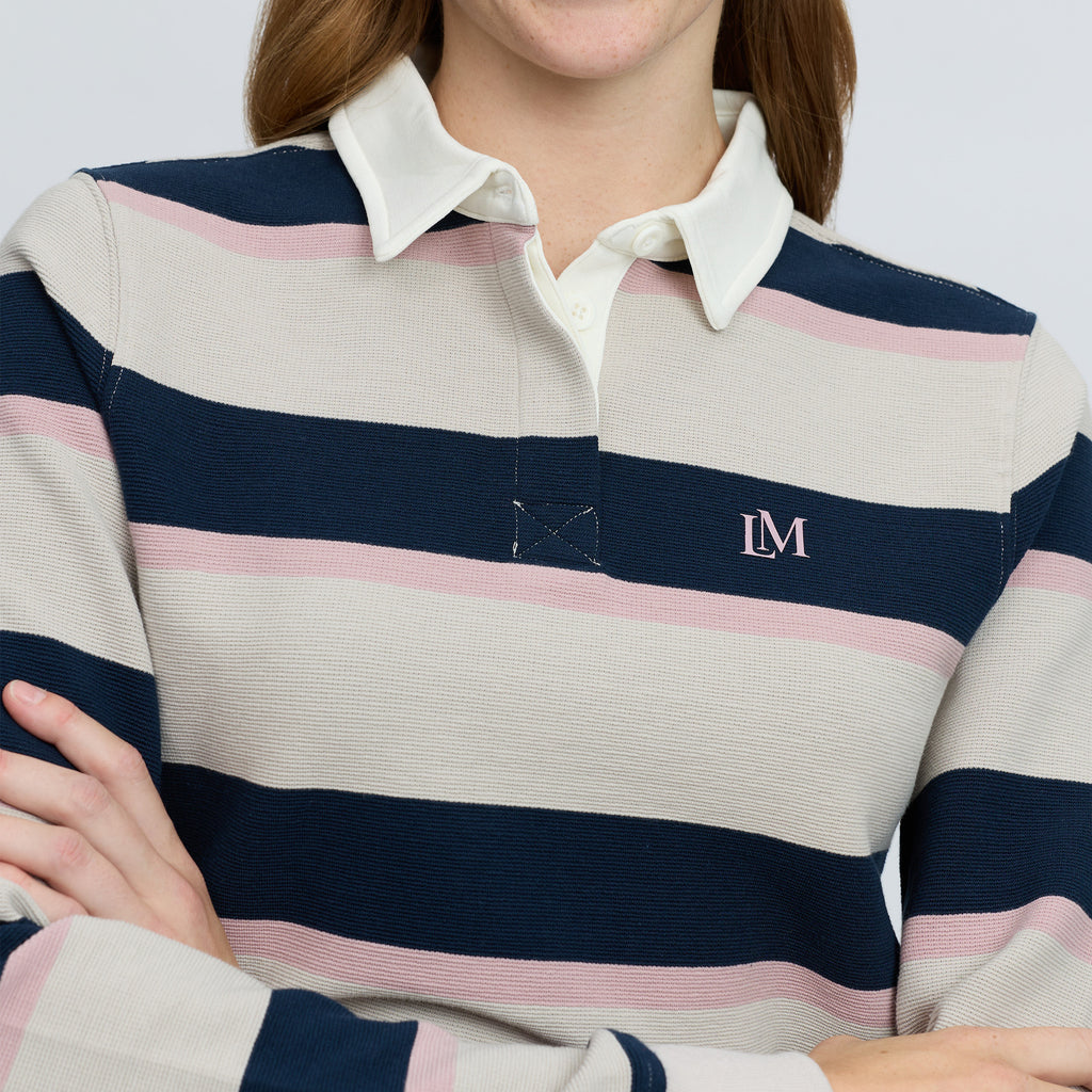 LeMieux Ladies Sloane Stripe Rugby Shirt - Stone