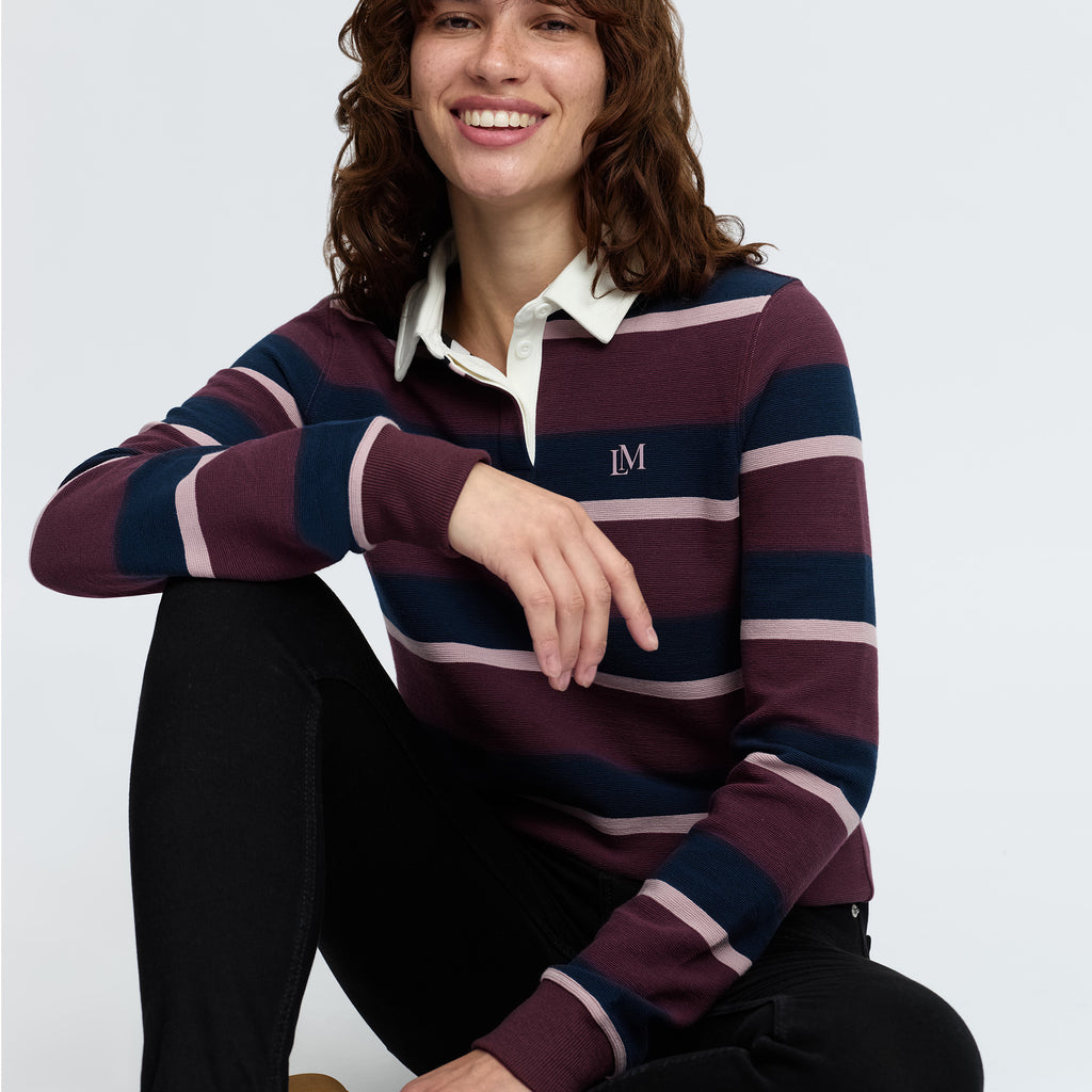 LeMieux Ladies Sloane Stripe Rugby Shirt - Bramble