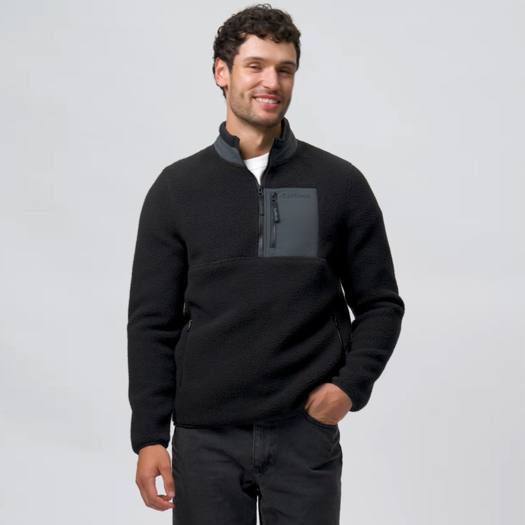 LeMieux Mens Borg Half Zip  Sweat - Black