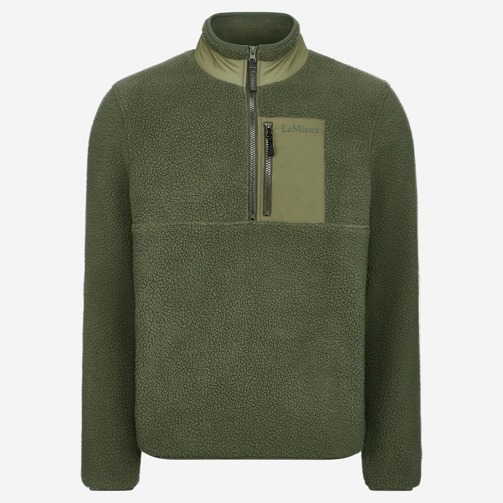 LeMieux Mens Borg Half Zip  Sweat  - Olive