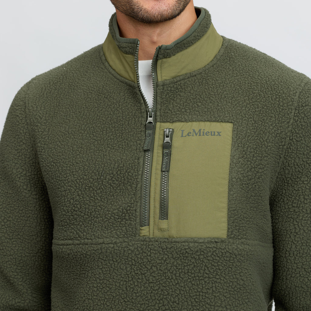 LeMieux Mens Borg Half Zip  Sweat  - Olive