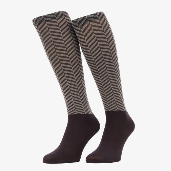 LeMieux Heritage Footsie Socks Herringbone - Cocoa