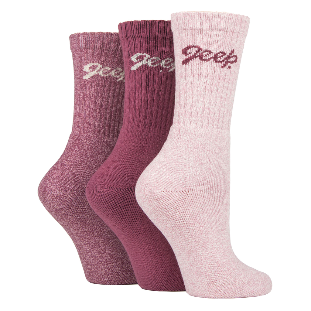 Jeep Cotton Rich Ribbed Boot Sock - Rose/Cream