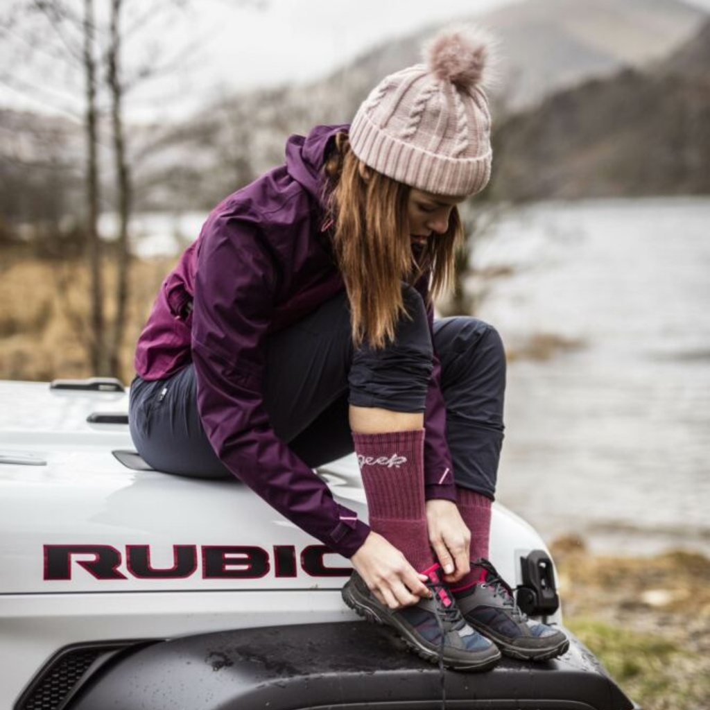 Jeep Cotton Rich Ribbed Boot Sock - Rose/Cream