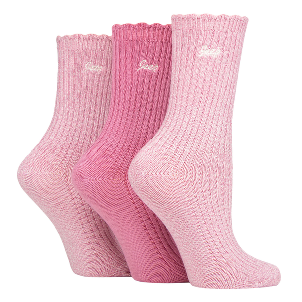 Jeep Bamboo Scalloped Top Sock - Cerise/Cream