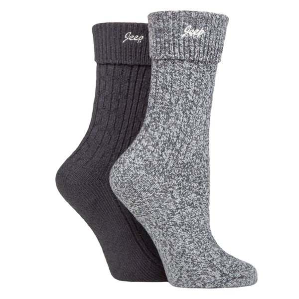 Jeep Super Soft Brushed Boot Sock - Charcoal/Slate