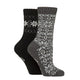 Jeep Ladies Brushed Thermal Fairisle Socks - Black/Charcoal
