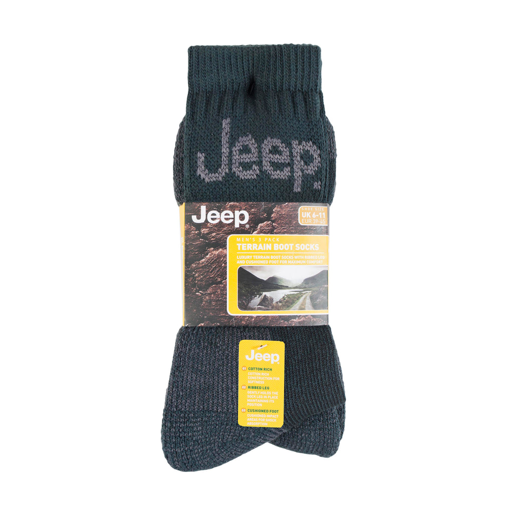 Jeep Mens Luxury Terrain Boot Socks - Forest/Grey