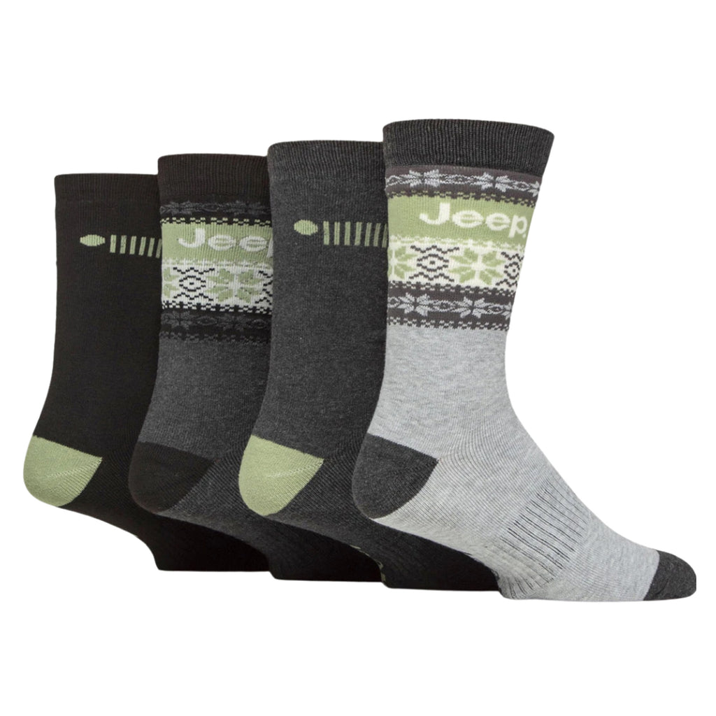 Jeep Mens Thermal Boot Sock Gift Box - Black/Green