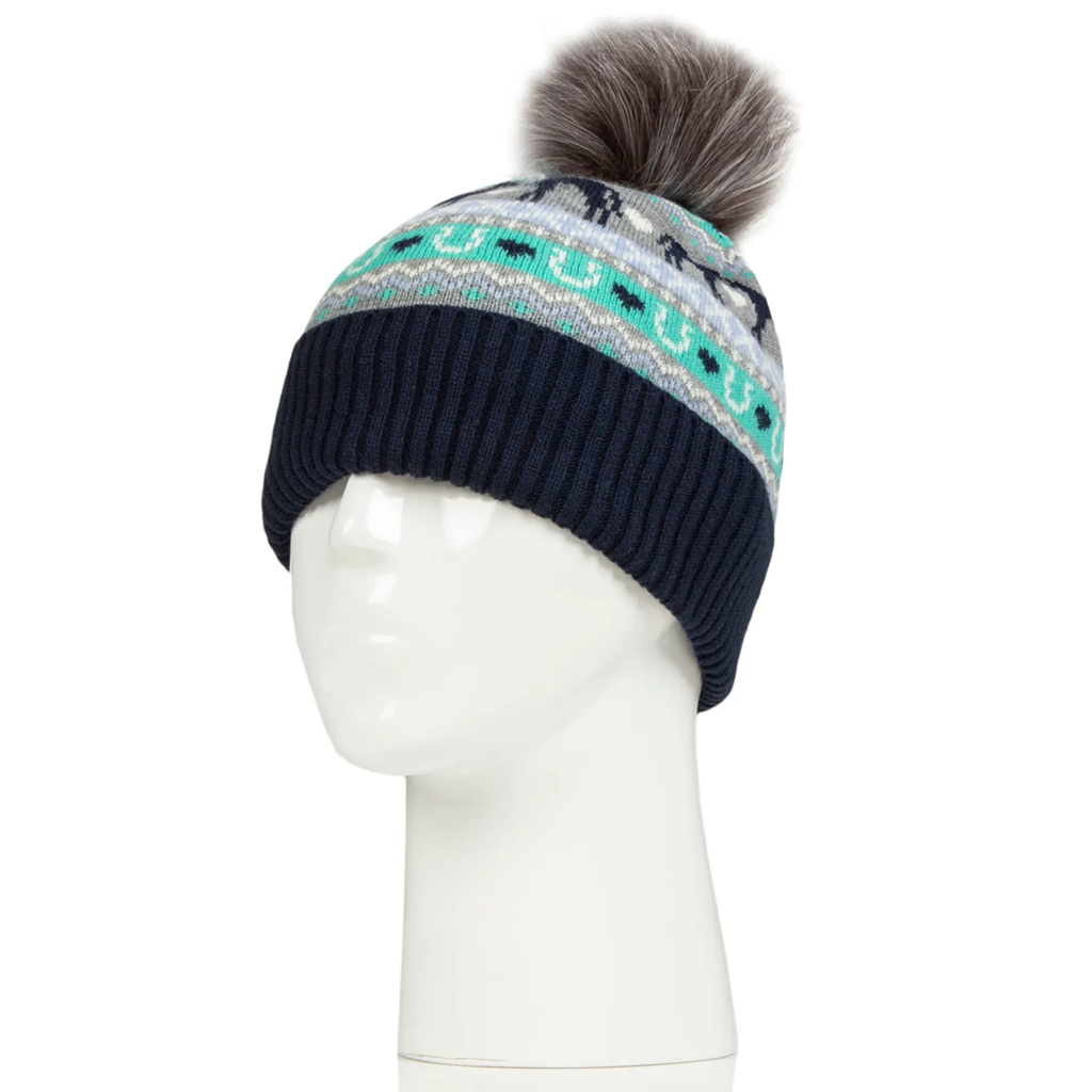 Junior Fika Fairisle Knitted Pom Hat - Grey