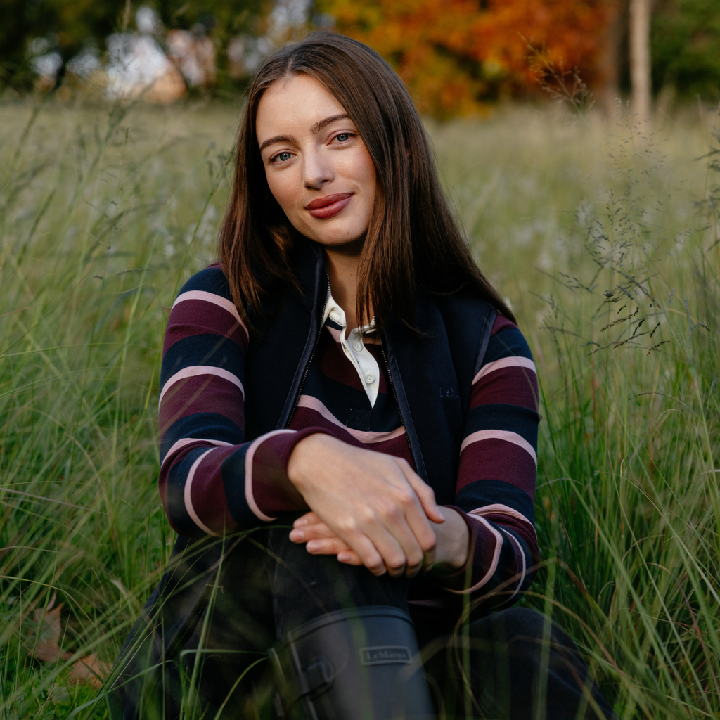 LeMieux Ladies Sloane Stripe Rugby Shirt - Bramble