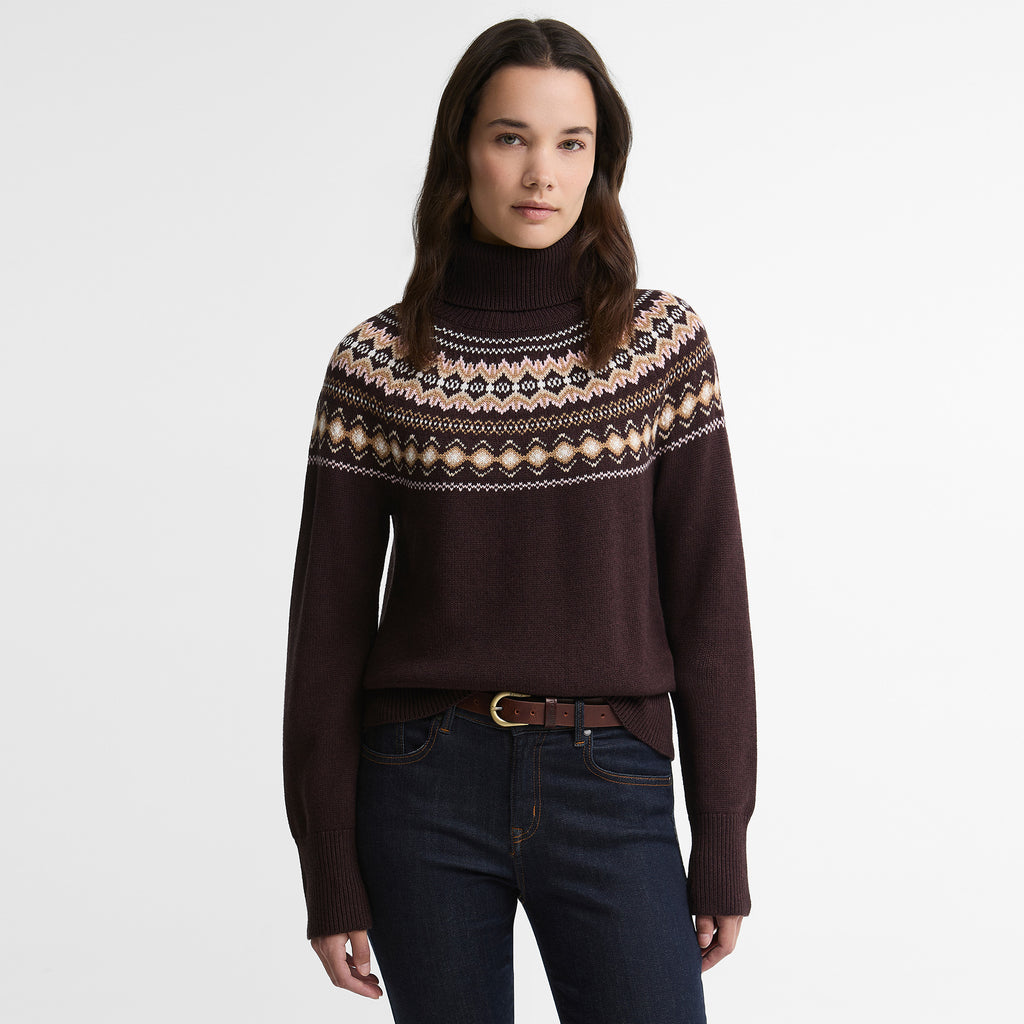 Barbour Ladies Darwen Knitted Jumper - Seal Brown