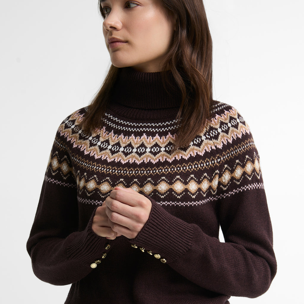 Barbour Ladies Darwen Knitted Jumper - Seal Brown