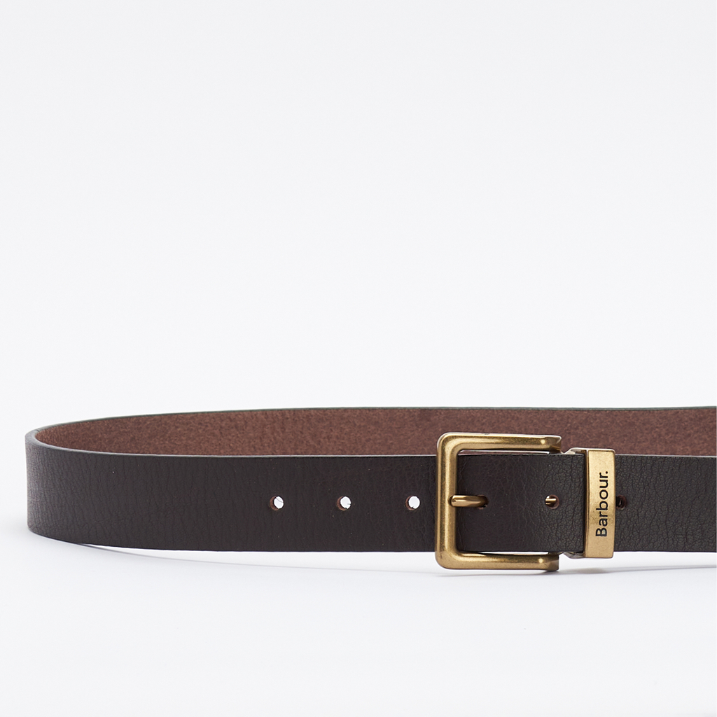 Barbour Mens Blakely Leather Belt - Dark Brown