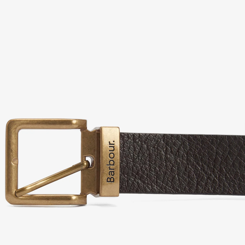 Barbour Mens Blakely Leather Belt - Dark Brown