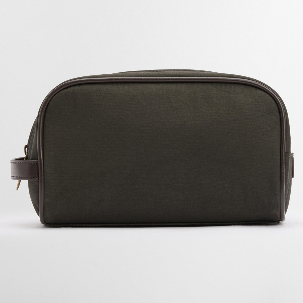 Barbour Mens Wax Washbag - Olive/Beacon