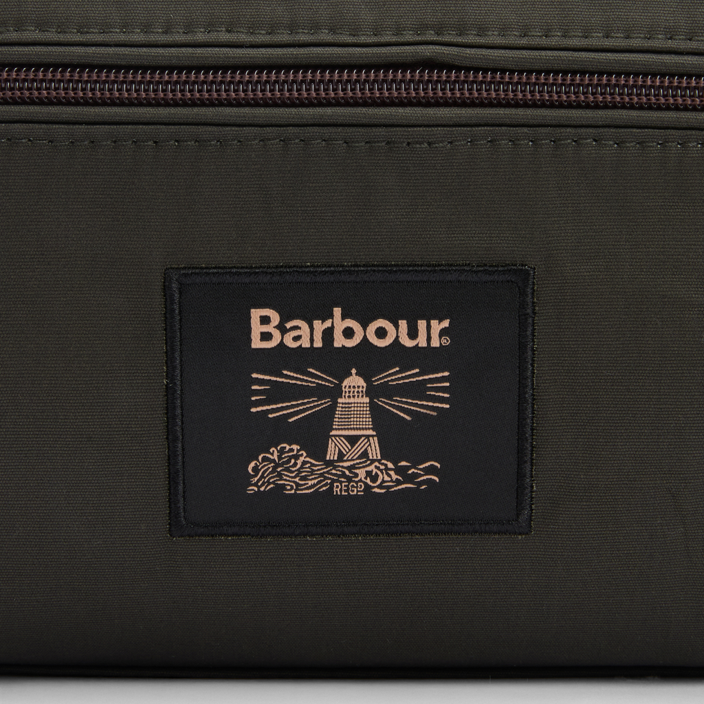 Barbour Mens Wax Washbag - Olive/Beacon