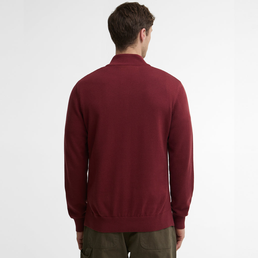 Barbour Mens Cotton 1/2 Zip Knitted Jumper - Russet