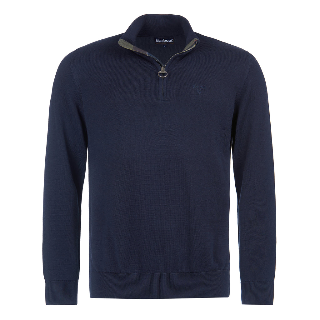 Barbour Mens Cotton 1/2 Zip Knitted Jumper - Navy