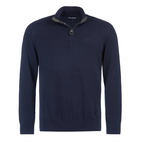 Barbour Mens Cotton 1/2 Zip Knitted Jumper - Navy