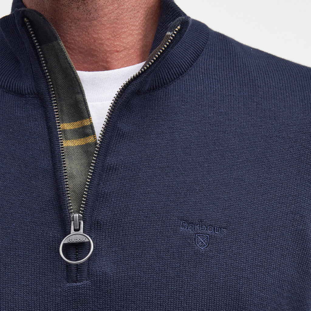 Barbour Mens Cotton 1/2 Zip Knitted Jumper - Navy