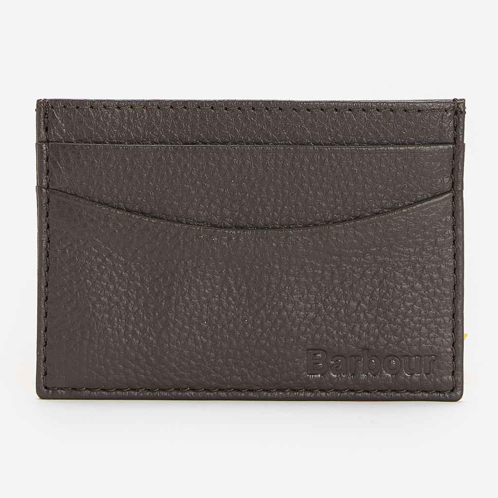 Barbour Mens Amble Leather Card Holder - Dark Brown