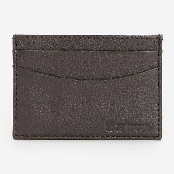 Barbour Mens Amble Leather Card Holder - Dark Brown