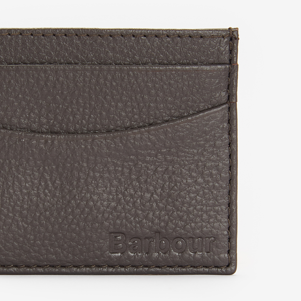 Barbour Mens Amble Leather Card Holder - Dark Brown