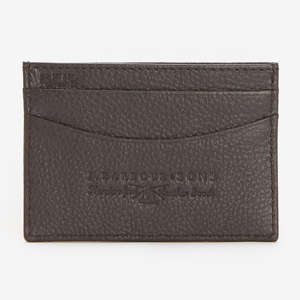 Barbour Mens Amble Leather Card Holder - Dark Brown