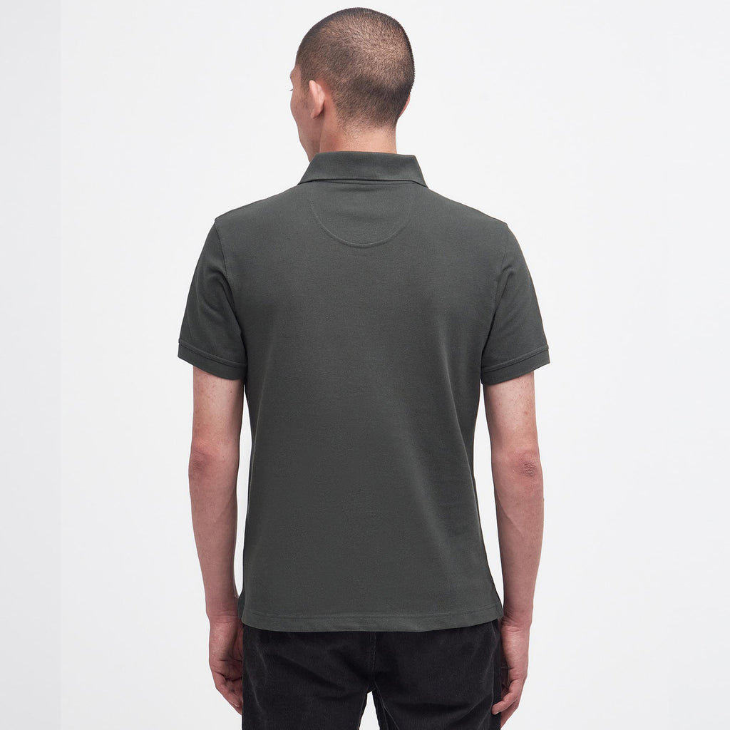 Barbour Mens Tartan Pique Tailored Polo Shirt - Forest Green