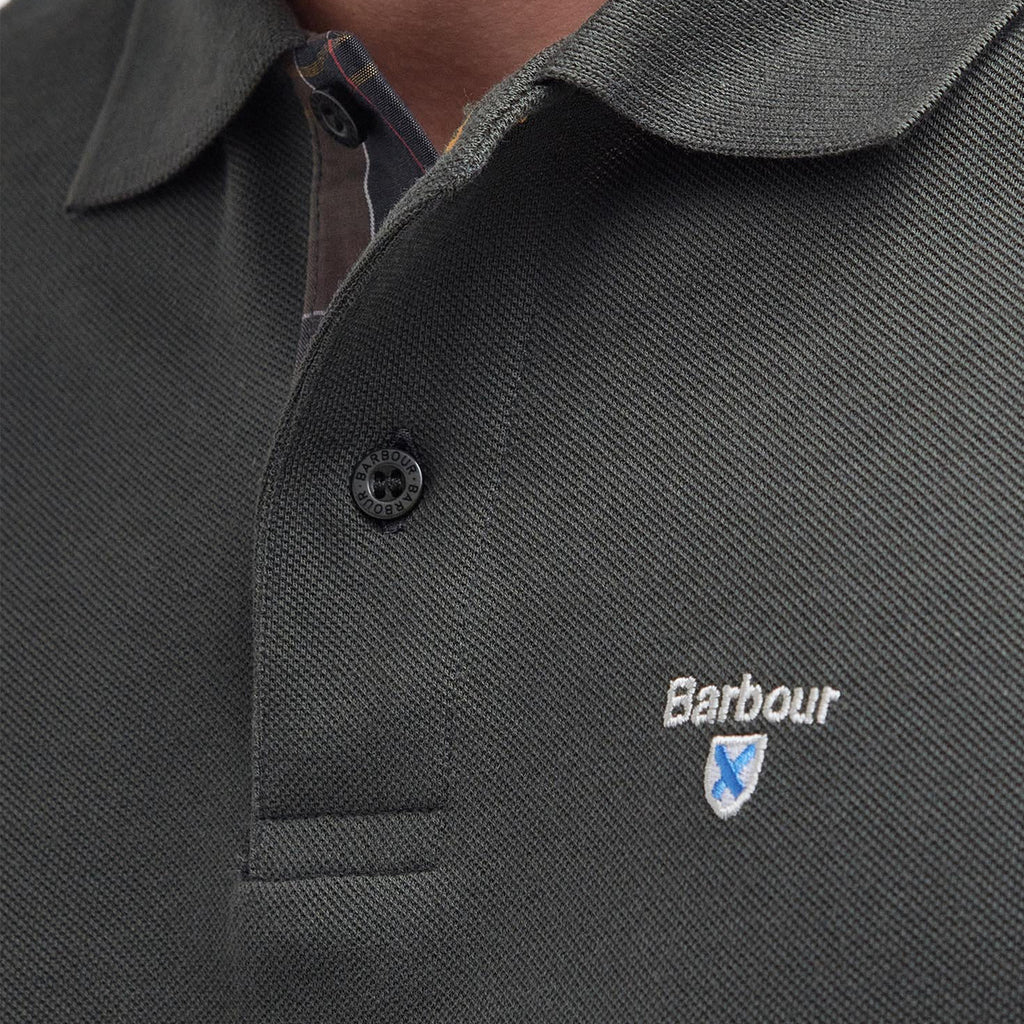 Barbour Mens Tartan Pique Tailored Polo Shirt - Forest Green
