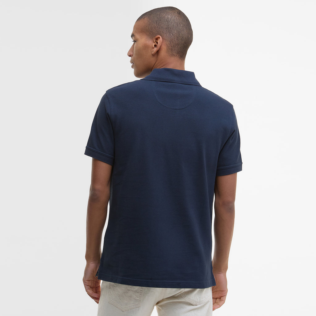 Barbour Mens Tartan Pique Tailored Polo Shirt - New Navy