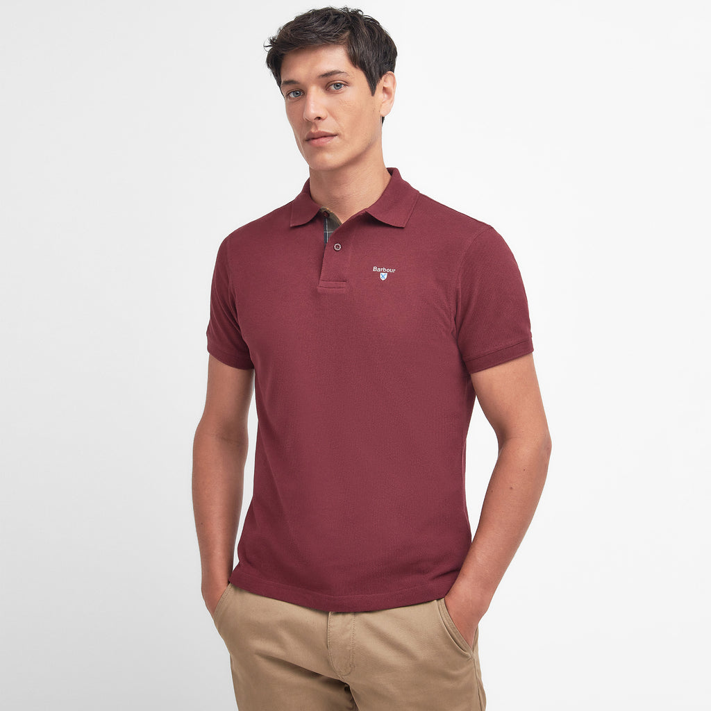 Barbour Mens Tartan Pique Tailored Polo Shirt - Ruby