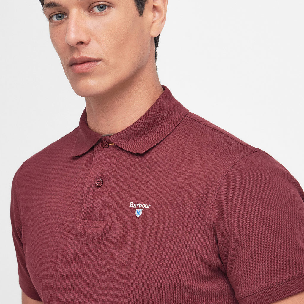 Barbour Mens Tartan Pique Tailored Polo Shirt - Ruby