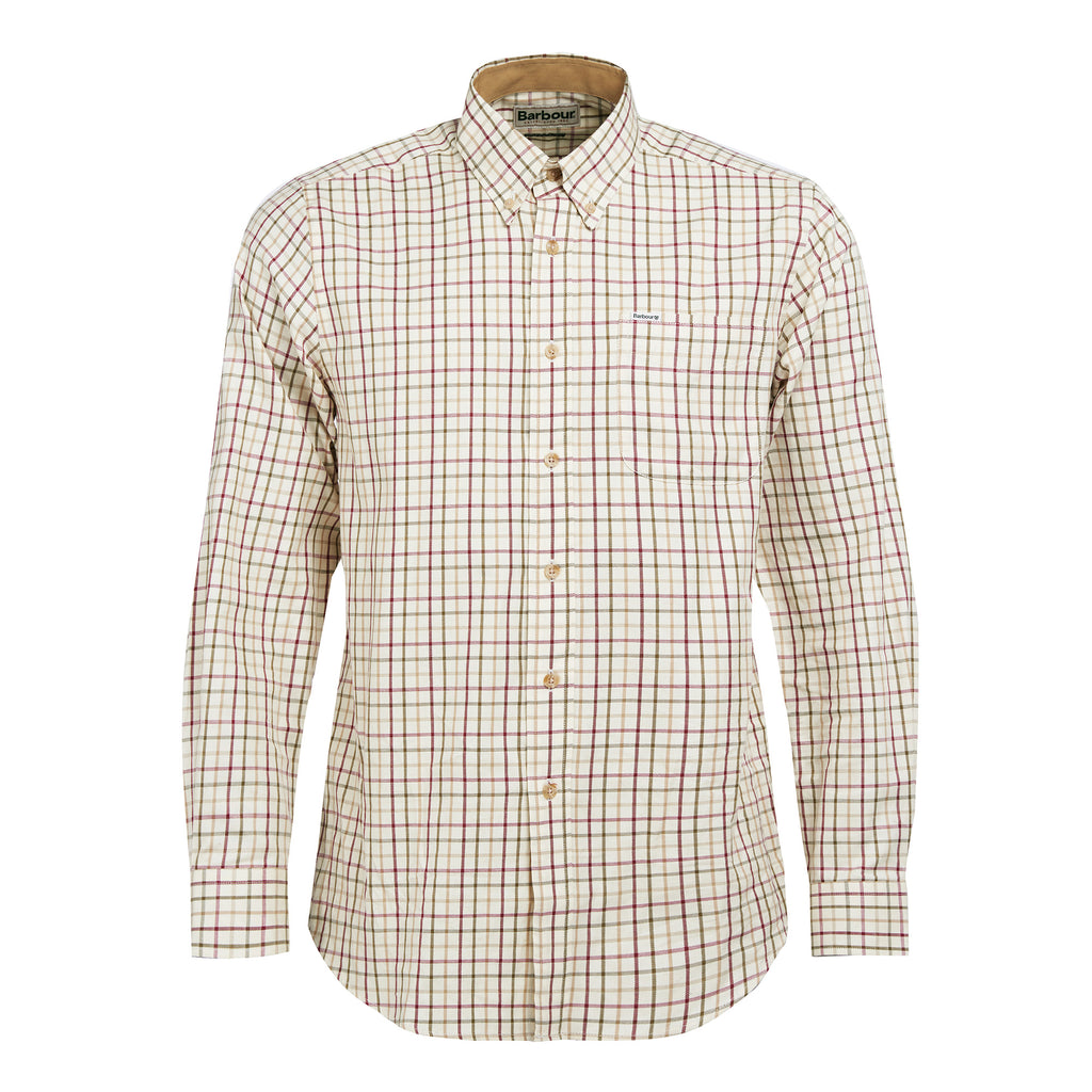 Barbour Mens Sporting Tattersall Regular Fit Shirt - Red/Khaki