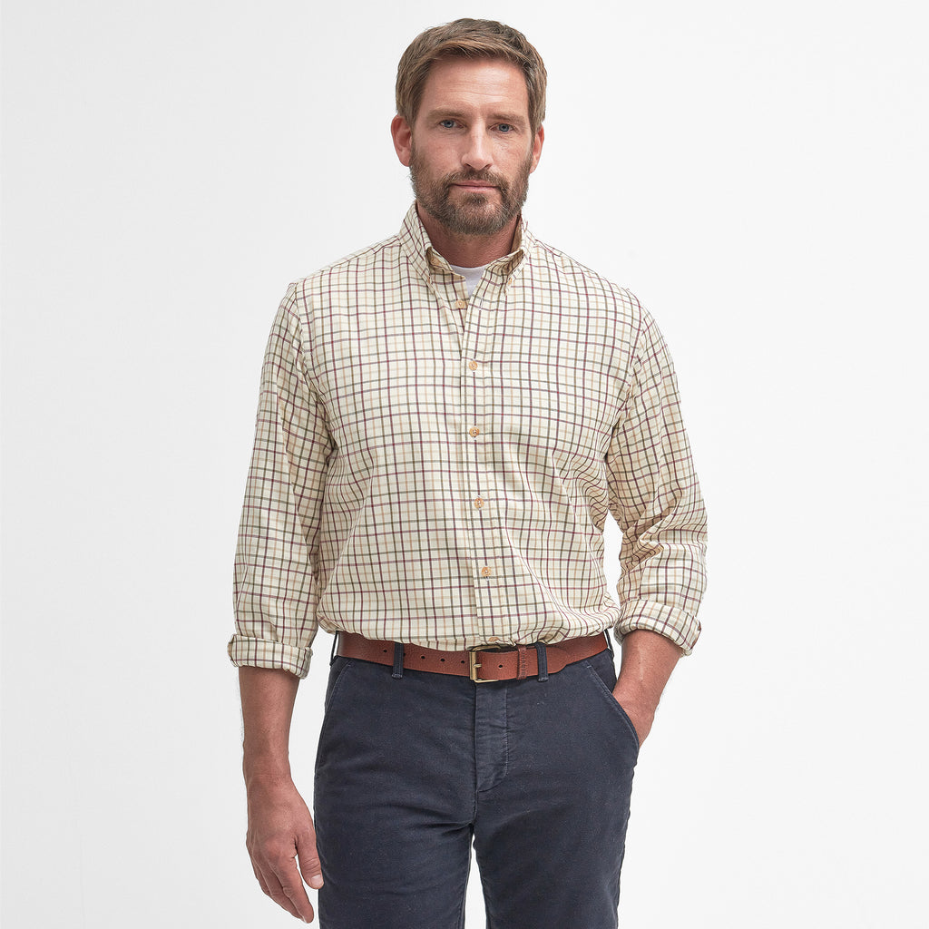 Barbour Mens Sporting Tattersall Regular Fit Shirt - Red/Khaki