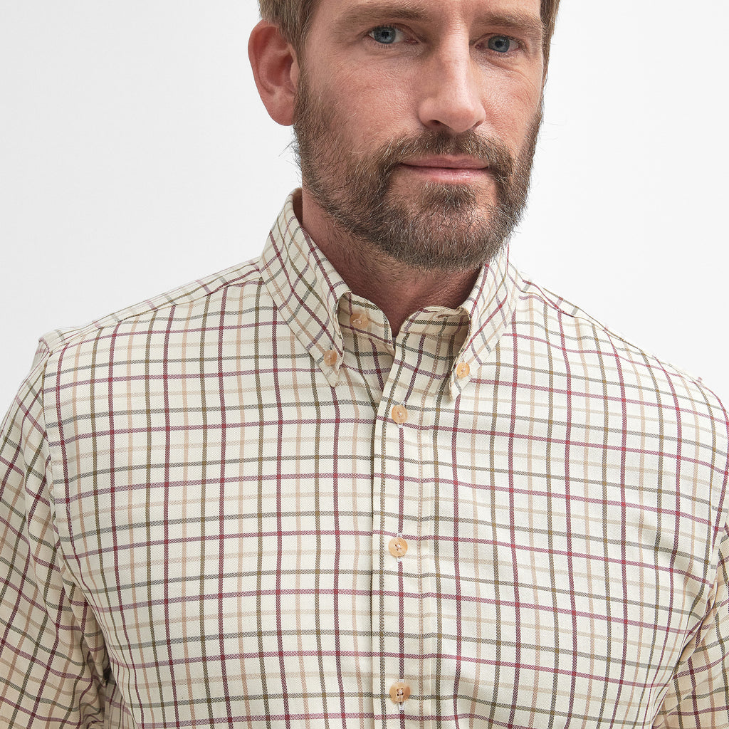 Barbour Mens Sporting Tattersall Regular Fit Shirt - Red/Khaki