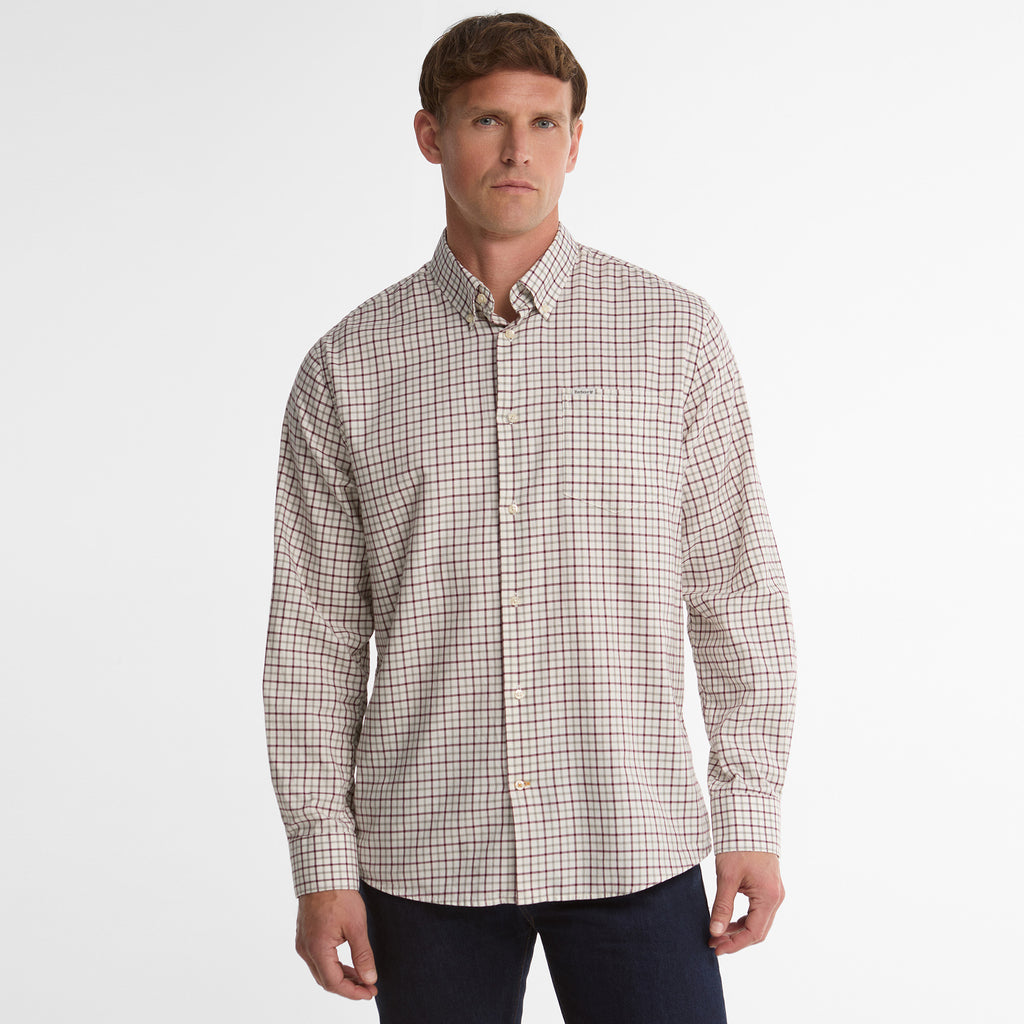 Barbour Mens Preston Regular Tattersall Shirt -  Dark Bordeaux