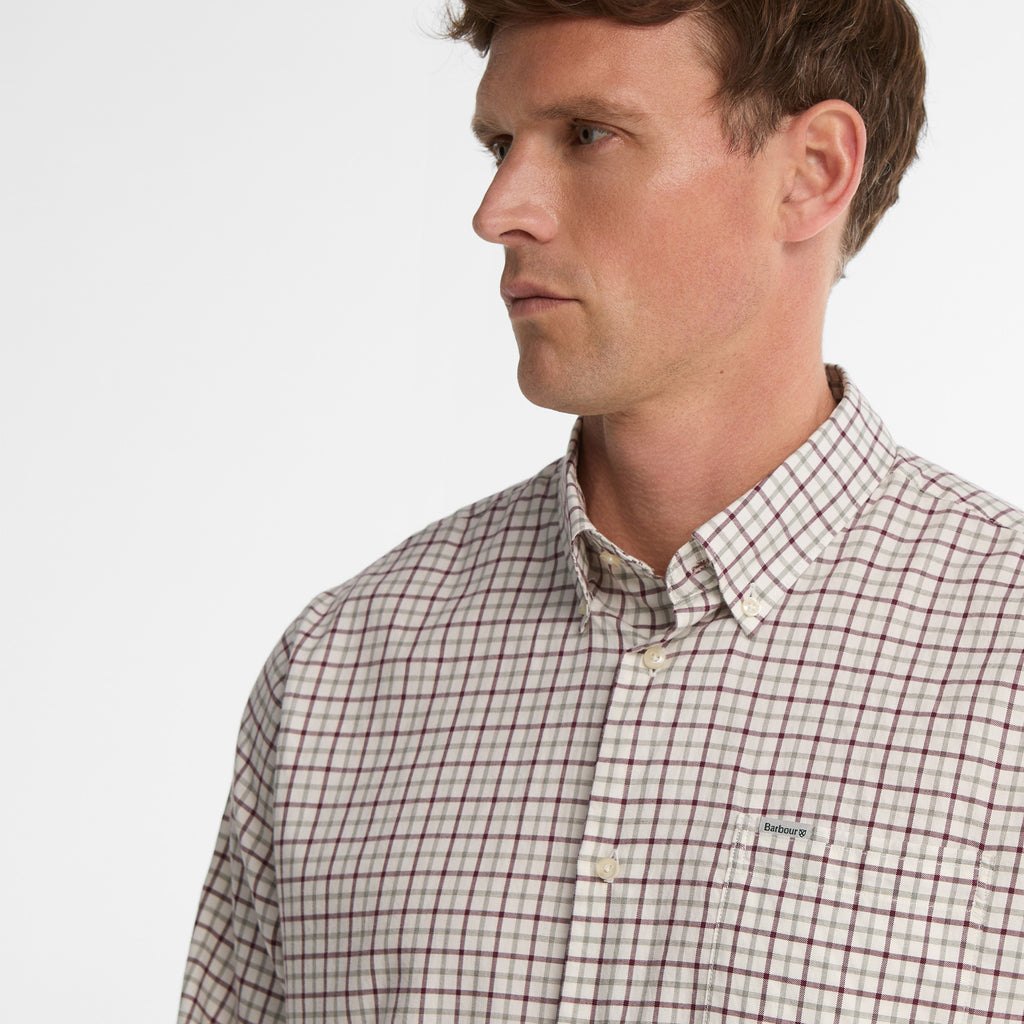 Barbour Mens Preston Regular Tattersall Shirt -  Dark Bordeaux